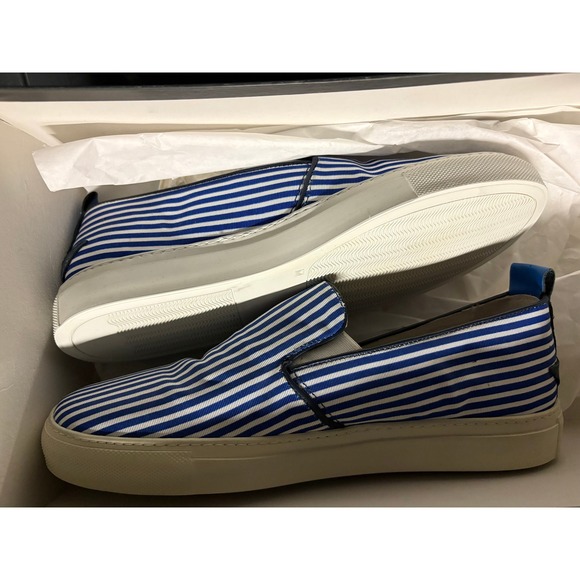 MJ Striped Slip On Sneakers Macchiaj Shoe Navy Blue White‎ Mens Shoes - Picture 4 of 5